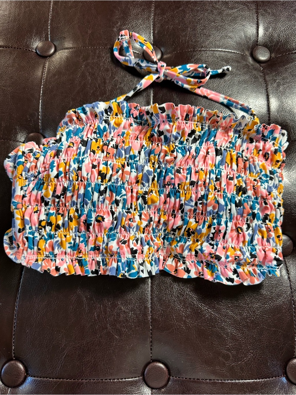 Xhilaration by Target Women’s Smocked Floral Swimsuit Swim Top